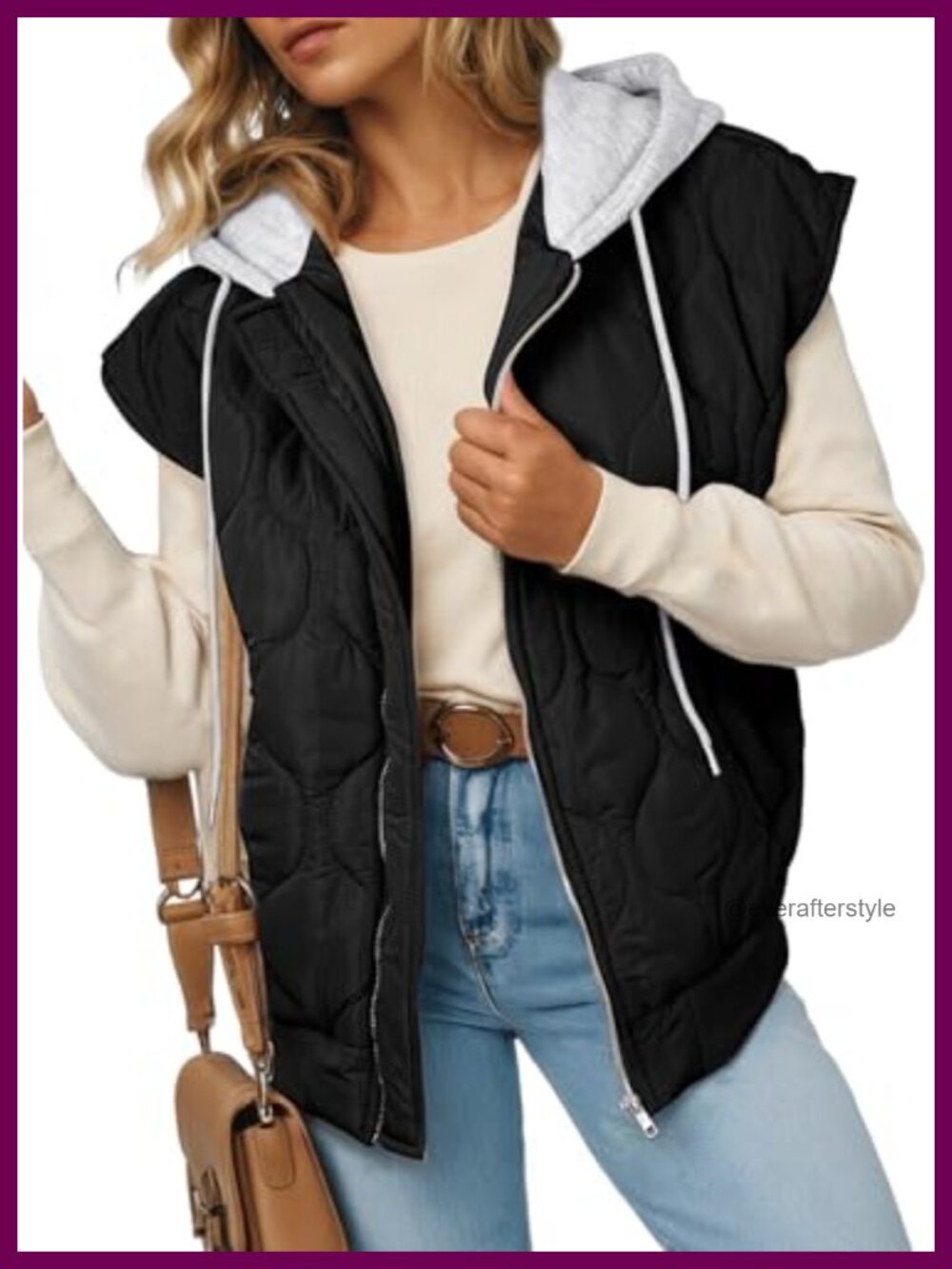 Quilted Puffer Vest Hooded Zip Up Sleeveless Lightweight Coat Pockets